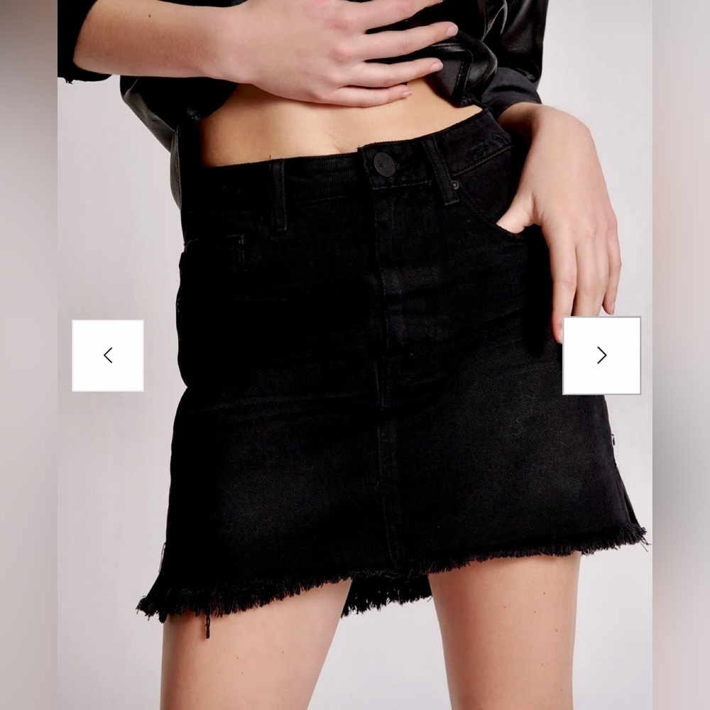 🆕One Teaspoon - Black Oak Frayed Hem Denim Mini Skirt